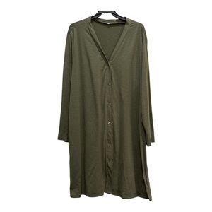 No Brand Womens Dark Green Long Sleeve Button Up Cardigan Size 4XL